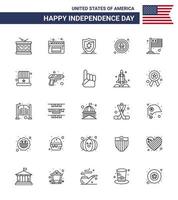 groep van 25 lijnen reeks voor onafhankelijkheid dag van Verenigde staten van Amerika zo net zo vlag insigne Amerikaans adelaar vogel bewerkbare Verenigde Staten van Amerika dag vector ontwerp elementen