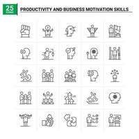 25 produktiviteit en bedrijf motivatie vaardigheden icoon reeks vector achtergrond