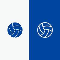 bal volley volleybal sport lijn en glyph solide icoon blauw banier lijn en glyph solide icoon blauw banier vector