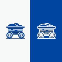 trolley kar voedsel Bangladesh lijn en glyph solide icoon blauw banier lijn en glyph solide icoon blauw banier vector