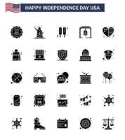 25 creatief Verenigde Staten van Amerika pictogrammen modern onafhankelijkheid tekens en 4e juli symbolen van land kerk klok Verenigde Staten van Amerika Kerstmis klok alarm bewerkbare Verenigde Staten van Amerika dag vector ontwerp elementen