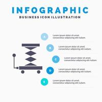 auto bouw optillen schaar solide icoon infographics 5 stappen presentatie achtergrond vector