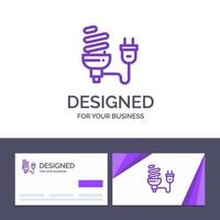 creatief bedrijf kaart en logo sjabloon lamp economisch elektrisch energie licht lamp plug vector illustratie