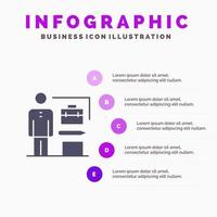 vermogens volbracht bereiken zakenman solide icoon infographics 5 stappen presentatie achtergrond vector