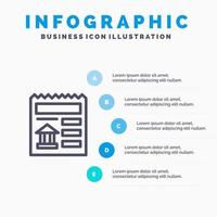 eenvoudig document ui bank lijn icoon met 5 stappen presentatie infographics achtergrond vector