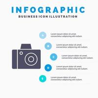 camera foto studio solide icoon infographics 5 stappen presentatie achtergrond vector