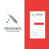 dope injectie medisch drug grijs logo ontwerp en bedrijf kaart sjabloon vector