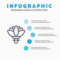 bloem fabriek roos voorjaar lijn icoon met 5 stappen presentatie infographics achtergrond vector