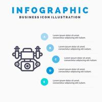 actie camera technologie lijn icoon met 5 stappen presentatie infographics achtergrond vector