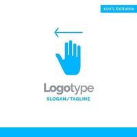hand- pijl gebaren links blauw solide logo sjabloon plaats voor slogan vector