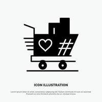 trolley liefde bruiloft hart solide glyph icoon vector