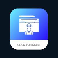 avatar onderwijs afstuderen diploma uitreiking geleerde mobiel app knop android en iOS glyph versie vector