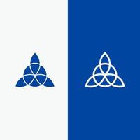 keltisch Ierland bloem lijn en glyph solide icoon blauw banier lijn en glyph solide icoon blauw banier vector
