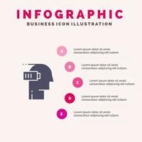 accu uitputting laag mentaal geest solide icoon infographics 5 stappen presentatie achtergrond vector