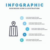 navigatie weg route lijn icoon met 5 stappen presentatie infographics achtergrond vector