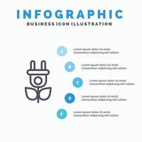 eco elektriciteit natuur lijn icoon met 5 stappen presentatie infographics achtergrond vector