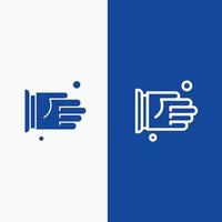 hand- handdruk overeenkomst kantoor lijn en glyph solide icoon blauw banier lijn en glyph solide icoon blauw banier vector