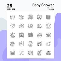 25 baby douche icoon reeks 100 bewerkbare eps 10 bestanden bedrijf logo concept ideeën lijn icoon ontwerp vector