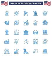 4e juli Verenigde Staten van Amerika gelukkig onafhankelijkheid dag icoon symbolen groep van 25 modern blues van Verenigde Staten van Amerika van insigne vrijheid Amerikaans bewerkbare Verenigde Staten van Amerika dag vector ontwerp elementen