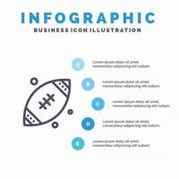 bal rugby sport- Ierland lijn icoon met 5 stappen presentatie infographics achtergrond vector