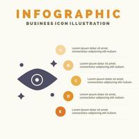 oog ogen aan het kijken solide icoon infographics 5 stappen presentatie achtergrond vector