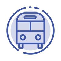 auto bus leveren logistiek vervoer blauw stippel lijn lijn icoon vector