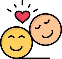 paar avatar smiley gezichten emoji's Valentijn vlak kleur icoon vector icoon banier sjabloon