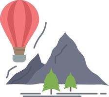 onderzoeken reizen bergen camping ballonnen vlak kleur icoon vector