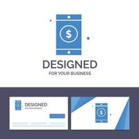 creatief bedrijf kaart en logo sjabloon mobiel dollar teken vector illustratie