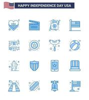 16 Verenigde Staten van Amerika blauw tekens onafhankelijkheid dag viering symbolen van Gorzen Verenigde Staten van Amerika uitnodiging Verenigde vlag bewerkbare Verenigde Staten van Amerika dag vector ontwerp elementen