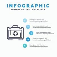 zak Gezondheid zak motivatie lijn icoon met 5 stappen presentatie infographics achtergrond vector