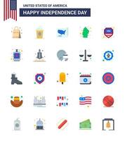 4e juli Verenigde Staten van Amerika gelukkig onafhankelijkheid dag icoon symbolen groep van 25 modern flats van veiligheid fabriek onafhankelijkheid bloem Verenigde Staten van Amerika bewerkbare Verenigde Staten van Amerika dag vector ontwerp elementen