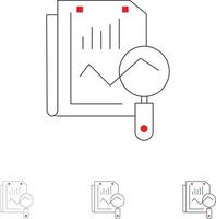 het dossier statisch zoeken berekenen stoutmoedig en dun zwart lijn icoon reeks vector
