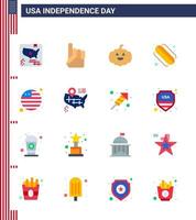gelukkig onafhankelijkheid dag Verenigde Staten van Amerika pak van 16 creatief flats van plaats vlag pompoen land hotdog bewerkbare Verenigde Staten van Amerika dag vector ontwerp elementen
