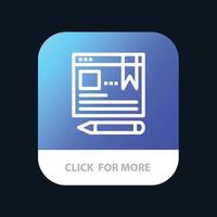 browser tekst pen onderwijs mobiel app knop android en iOS lijn versie vector
