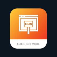 credit internet lening geld online mobiel app knop android en iOS glyph versie vector