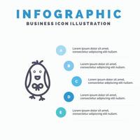 kip Pasen baby gelukkig lijn icoon met 5 stappen presentatie infographics achtergrond vector