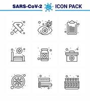 corona virus 2019 en 2020 epidemie 9 lijn icoon pak zo net zo verdovende middelen geduldig visie ziekenhuis lijst virale coronavirus 2019november ziekte vector ontwerp elementen