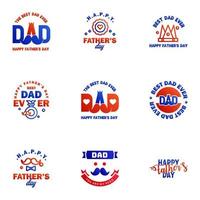 gelukkig vaders dag 9 blauw en rood typografie reeks vector emblemen belettering voor groet kaarten banners t-shirt ontwerp u zijn de het beste vader bewerkbare vector ontwerp elementen