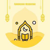 Ramadan kareem groet sjabloon Islamitisch halve maan en Arabisch lantaarn vector illustratie