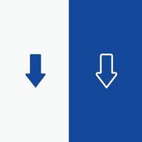 pijl pijlen naar beneden downloaden lijn en glyph solide icoon blauw banier lijn en glyph solide icoon blauw banier vector