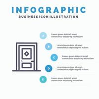 gebouw bouwen bouw deur lijn icoon met 5 stappen presentatie infographics achtergrond vector
