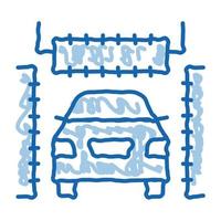 automatisch auto wassen tekening icoon hand- getrokken illustratie vector