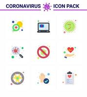 9 vlak kleur coronavirus epidemie icoon pak zuigen net zo scannen vind afspraak bacterie epidemie virale coronavirus 2019november ziekte vector ontwerp elementen