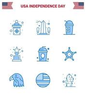 9 Verenigde Staten van Amerika blauw pak van onafhankelijkheid dag tekens en symbolen van cole trofee Washington prijs staten bewerkbare Verenigde Staten van Amerika dag vector ontwerp elementen