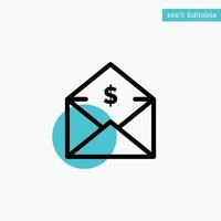 dollar mail geld postwissel turkoois hoogtepunt cirkel punt vector icoon