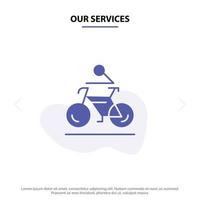 onze Diensten werkzaamheid fiets fiets fietsen wielersport solide glyph icoon web kaart sjabloon vector