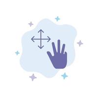 drie vinger gebaren houden blauw icoon Aan abstract wolk achtergrond vector