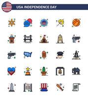 25 creatief Verenigde Staten van Amerika pictogrammen modern onafhankelijkheid tekens en 4e juli symbolen van bal buitenshuis land bij elkaar passen camping bewerkbare Verenigde Staten van Amerika dag vector ontwerp elementen