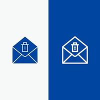 mail bericht verwijderen lijn en glyph solide icoon blauw banier lijn en glyph solide icoon blauw banier vector